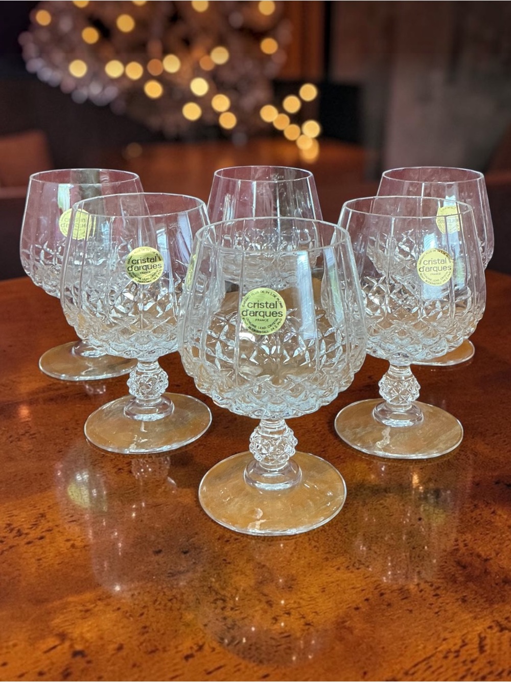Longchamp 32 cl Clear Cut Genuine Lead Crystal Brandy Glasses - Set of 6 in Box